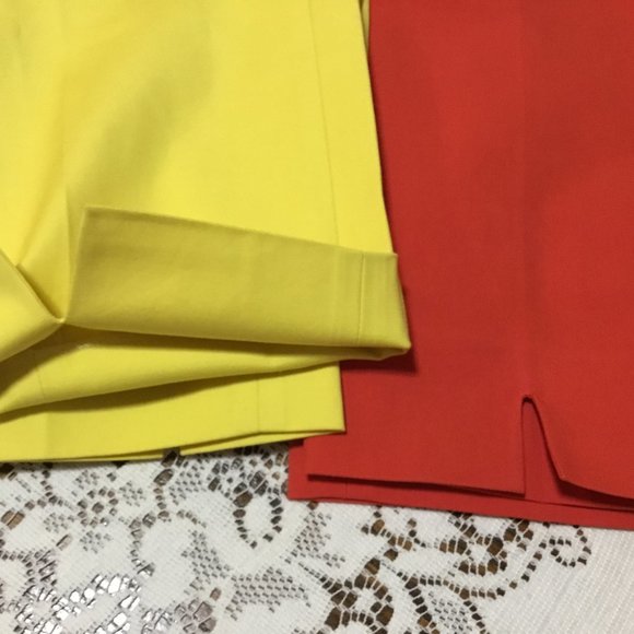 Piazza Sempione Audrey Pants Cropped Italy RARE YELLOW & CORAL Size US 8  IT 44 - Picture 8 of 14